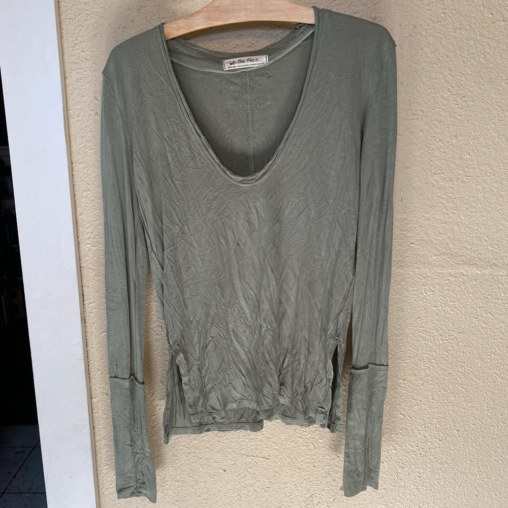 Free people green layering long sleeve